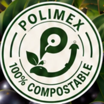 Polimex seal — 100% compostable, reproduced from the brand packaging